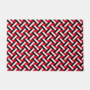 Classy & Elegant Red Art Deco Herringbone Pattern Deurmat