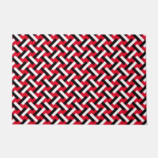 Classy & Elegant Red Art Deco Herringbone Pattern Deurmat (Voorkant)