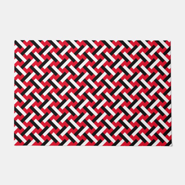 Classy & Elegant Red Art Deco Herringbone Pattern Deurmat (Voorkant)