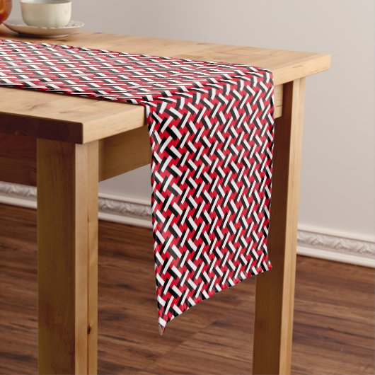 Classy & Elegant Red Art Deco Herringbone Pattern Korte Tafelloper (Voorbeeld)