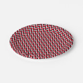 Classy & Elegant Red Art Deco Herringbone Pattern Papieren Bordje (Gekanteld)