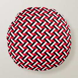 Classy & Elegant Red Art Deco Herringbone Pattern Rond Kussen