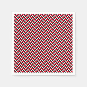 Classy & Elegant Red Art Deco Herringbone Pattern Servet