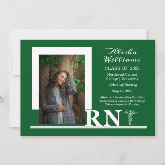 Classy Elegant RN Caduceus 1 Foto DK Groen Aankondiging (Voorkant)