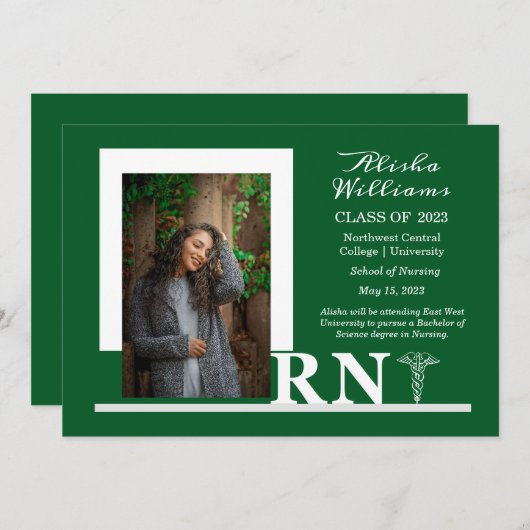 Classy Elegant RN Caduceus 1 Foto DK Groen Aankondiging (Voorkant / Achterkant)