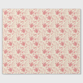 Classy Elegant Rode Bloemen Toile Cadeaupapier (Vlak)