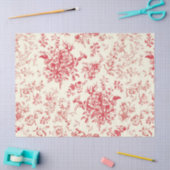 Classy Elegant  Rode Bloemen Toile Tissuepapier (Craft)