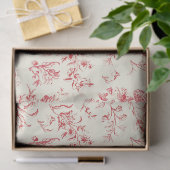 Classy Elegant  Rode Bloemen Toile Tissuepapier (Geschenk)
