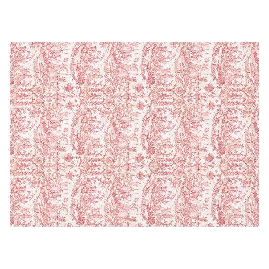 Classy Elegant Rode Franse Country Toile Tafelkleed (Voorkant (Horizontaal))