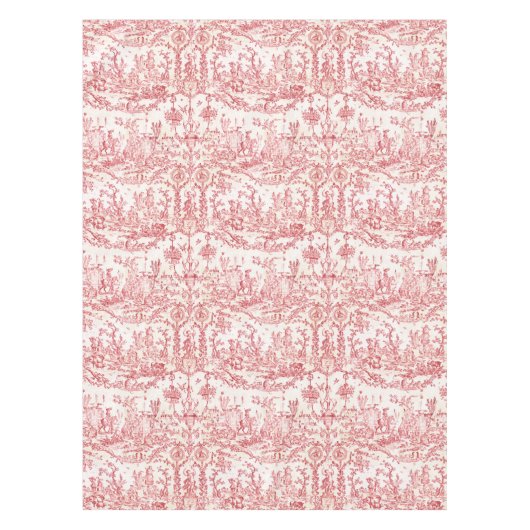 Classy Elegant Rode Franse Country Toile Tafelkleed (Voorkant)