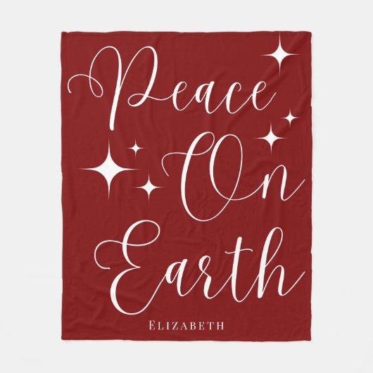 Classy Elegant Rood & Wit Gepersonaliseerde Kerst Fleece Deken (Voorkant)