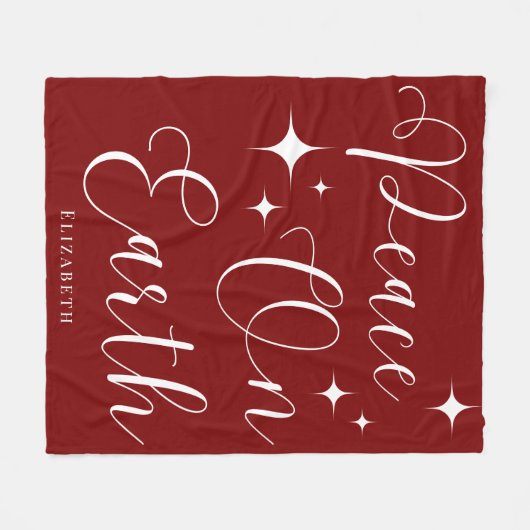 Classy Elegant Rood & Wit Gepersonaliseerde Kerst Fleece Deken (Voorkant (Horizontaal))