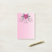 Classy Elegant Roos Floral Monogram Post-it® Notes (Op bureau)