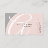 Classy Elegant Roze en Grijze Visitekaartje (Voorkant)