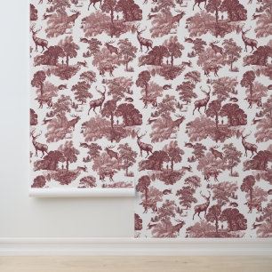 Classy Elegant Roze Herten Bos Dieren Toile Behang