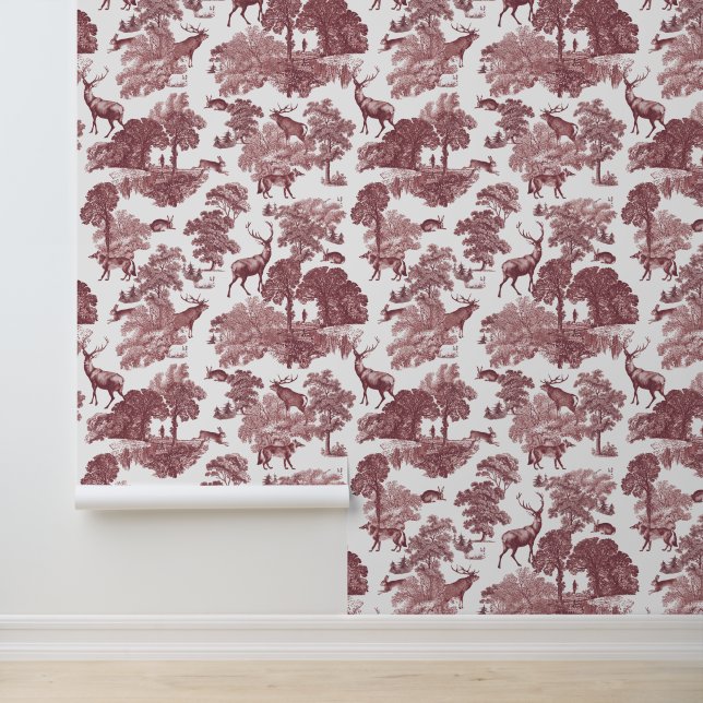 Classy Elegant Roze Herten Bos Dieren Toile Behang (Applicatie)