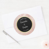 Classy Elegant Roze Rose Zwart Gouden Folie Bruilo Ronde Sticker (Envelop)