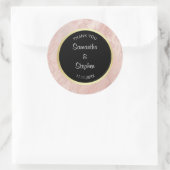 Classy Elegant Roze Rose Zwart Gouden Folie Bruilo Ronde Sticker (Tas)