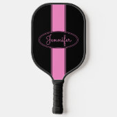Classy Elegant roze zwart Aangepaste naam Pickleball Paddle (Achterkant)