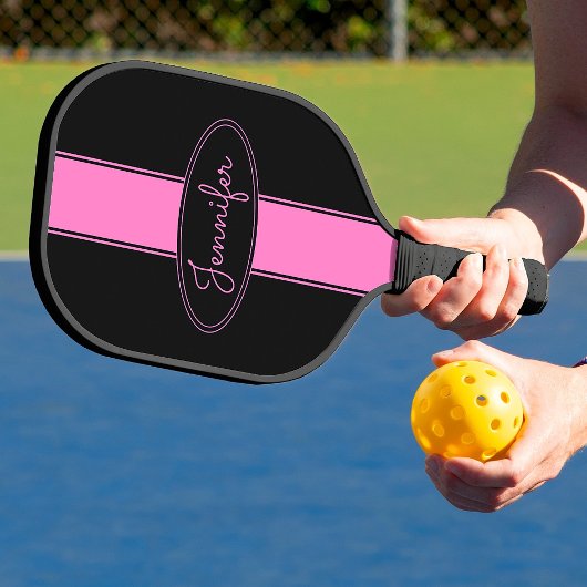 Classy Elegant roze zwart Aangepaste naam Pickleball Paddle