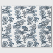 Classy Elegant Rustic Blue Horses Country Toile Cadeaupapier (Vlak)