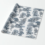 Classy Elegant Rustic Blue Horses Country Toile Cadeaupapier (Uitgerold)