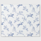 Classy Elegant Rustic Blue Horses Country Toile Cadeaupapier (Vlak)