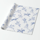 Classy Elegant Rustic Blue Horses Country Toile Cadeaupapier (Uitgerold)