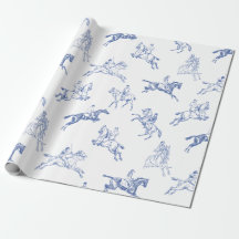 Classy Elegant Rustic Blue Horses Country Toile