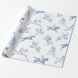 Classy Elegant Rustic Blue Horses Country Toile Cadeaupapier