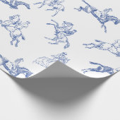 Classy Elegant Rustic Blue Horses Country Toile Cadeaupapier (Hoek)