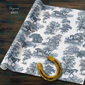 Classy Elegant Rustic Blue Horses Country Toile Cadeaupapier