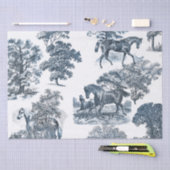 Classy Elegant Rustic Blue Horses Country Toile Tissuepapier (Craft)
