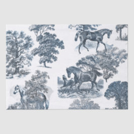 Classy Elegant Rustic Blue Horses Country Toile Tissuepapier