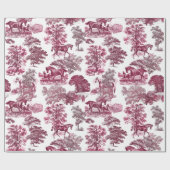 Classy Elegant Rustic Magenta Horses Country Toile Cadeaupapier (Vlak)