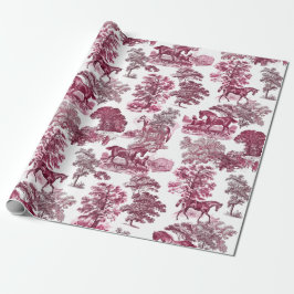 Classy Elegant Rustic Magenta Horses Country Toile Cadeaupapier