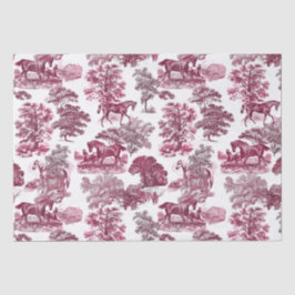 Classy Elegant Rustic Magenta Horses Country Toile Tissuepapier