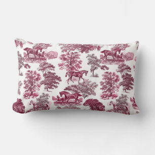 Classy Elegant Rustic Magenta Red Toile Horses Kussen