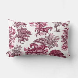Classy Elegant Rustic Magenta Red Toile Horses Kussen