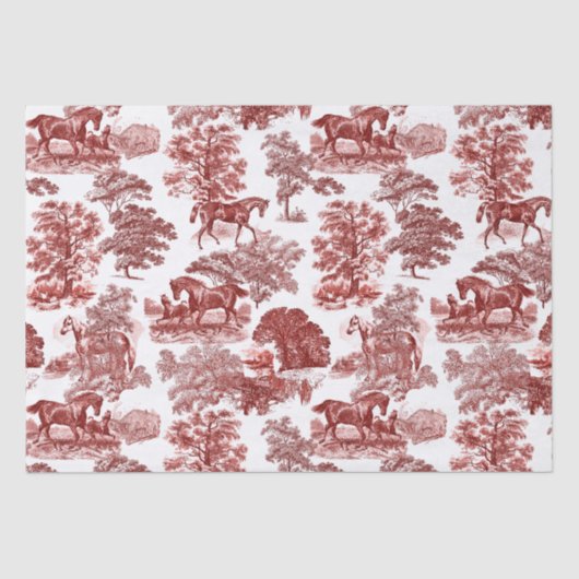 Classy Elegant Rustic Red Horses Country Toile Tissuepapier (Voorkant)