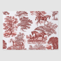 Classy Elegant Rustic Red Horses Country Toile