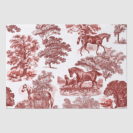 Classy Elegant Rustic Red Horses Country Toile Tissuepapier