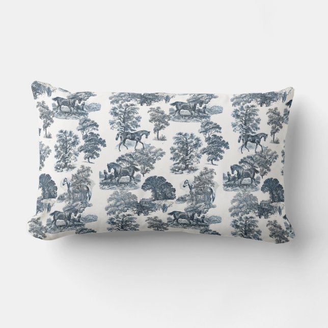 Classy Elegant Rustic Toile Horses Pattern Kussen (Voorkant)