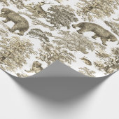 Classy Elegant Rustiek Beige Bos Dieren Toile Cadeaupapier (Hoek)