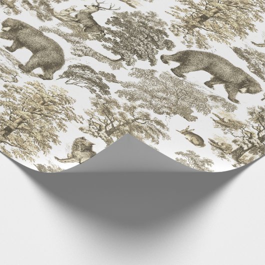 Classy Elegant Rustiek Beige Bos Dieren Toile Cadeaupapier (Hoek)