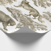 Classy Elegant Rustiek Beige Bos Dieren Toile Cadeaupapier (Hoek)
