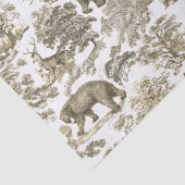 Classy Elegant Rustiek Beige Bos Dieren Toile Tissuepapier (Detail)