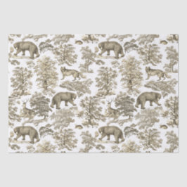 Classy Elegant Rustiek Beige Bos Dieren Toile Tissuepapier