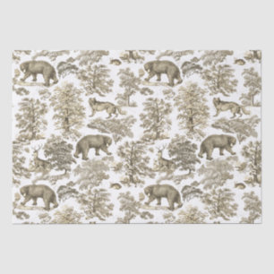 Classy Elegant Rustiek Beige Bos Dieren Toile Tissuepapier