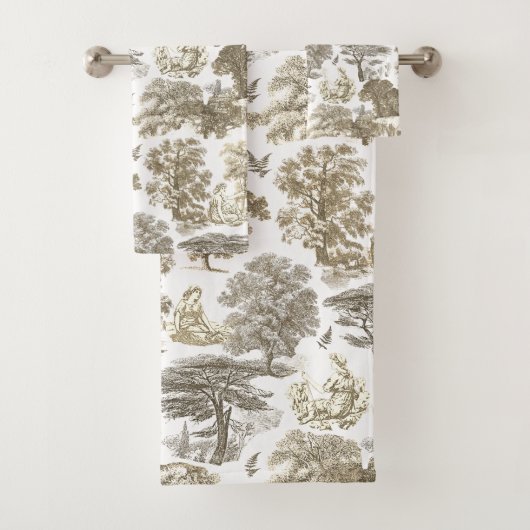 Classy Elegant Rustiek Beige Country Toile Bad Handdoek (Insitu)